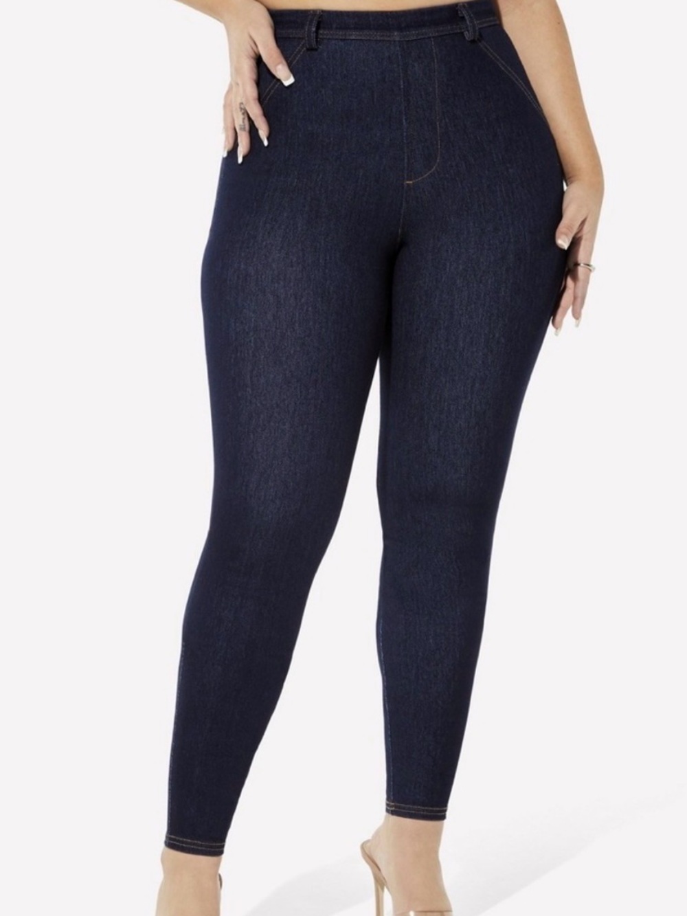 Like New Yitty Denim Is Served Smoothing Stretch Jean Leggings Dark Wash Size XL